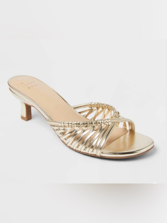 a new day Shoes - A New Way Metallic Gold Woven Strappy Mules